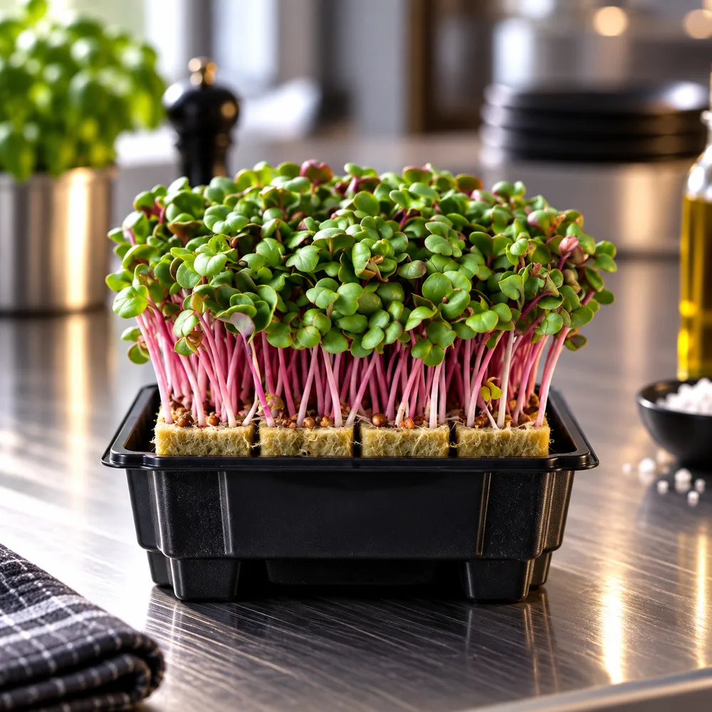 Microgreens ředkvičky v misce